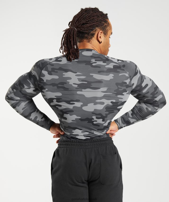 Mænd Gymshark element baselayer langærmet top N4ZDDN690 gråt print