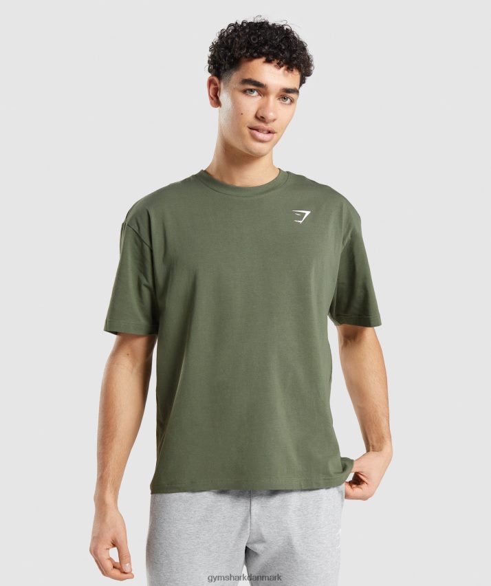 Mænd Gymshark essentiel oversize t-shirt N4ZDDN623 kerne oliven