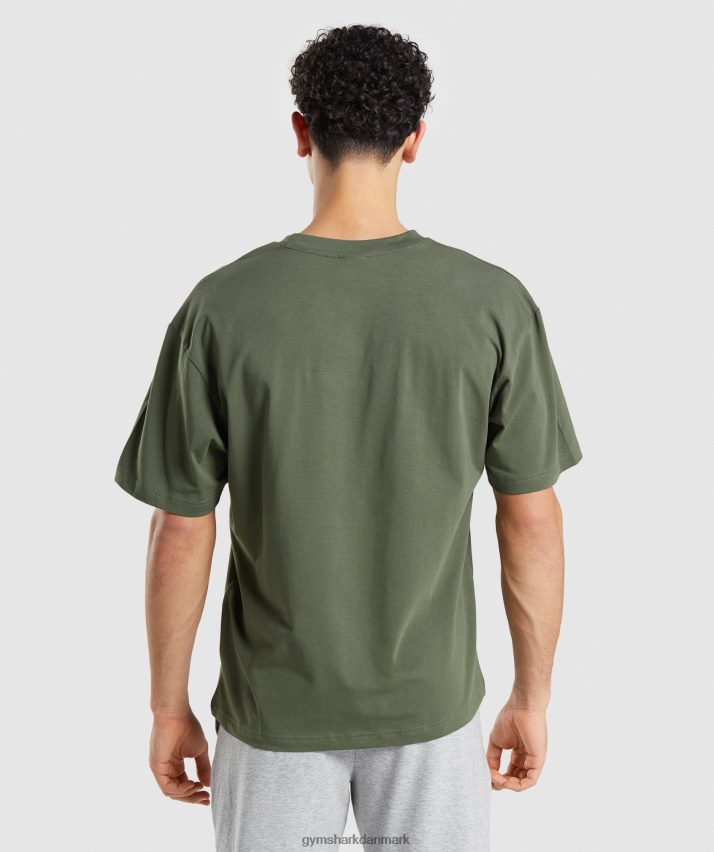 Mænd Gymshark essentiel oversize t-shirt N4ZDDN623 kerne oliven