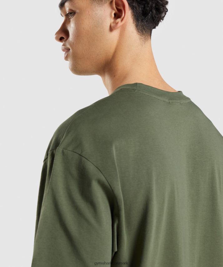 Mænd Gymshark essentiel oversize t-shirt N4ZDDN623 kerne oliven