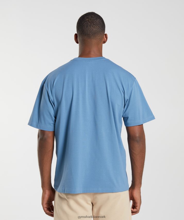 Mænd Gymshark essentiel oversize t-shirt N4ZDDN651 denim blå