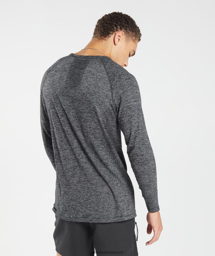 Mænd Gymshark gentag sømløs langærmet t-shirt N4ZDDN632 sort/hvid mergel