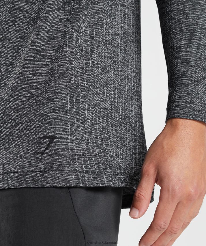 Mænd Gymshark gentag sømløs langærmet t-shirt N4ZDDN632 sort/hvid mergel