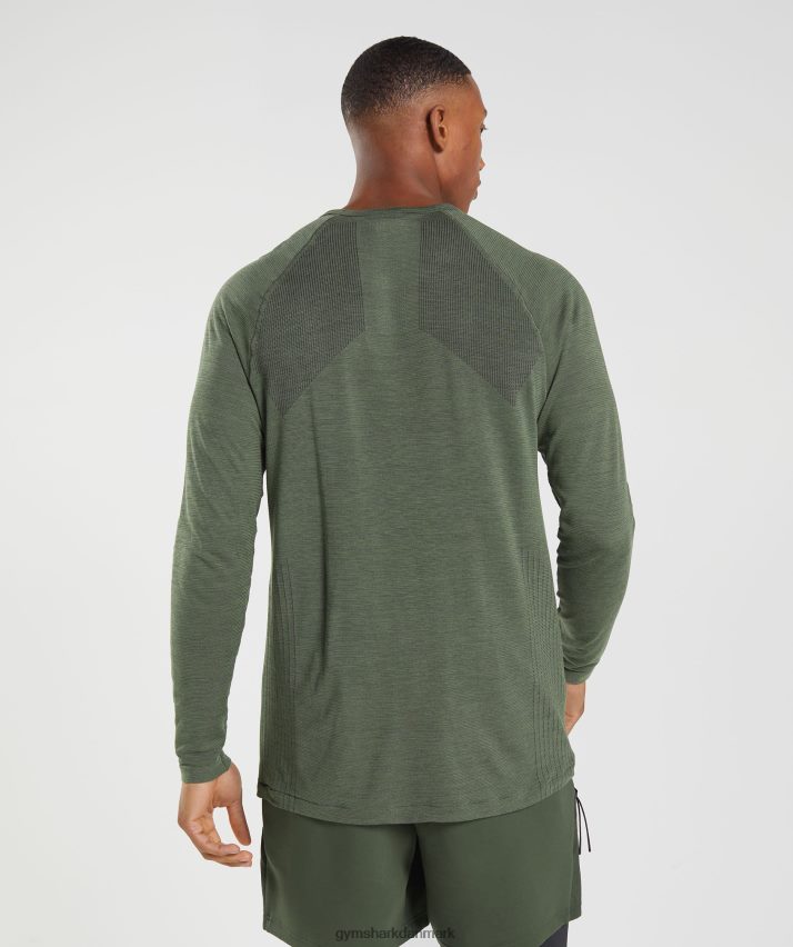 Mænd Gymshark gentag sømløs langærmet t-shirt N4ZDDN647 kerne oliven