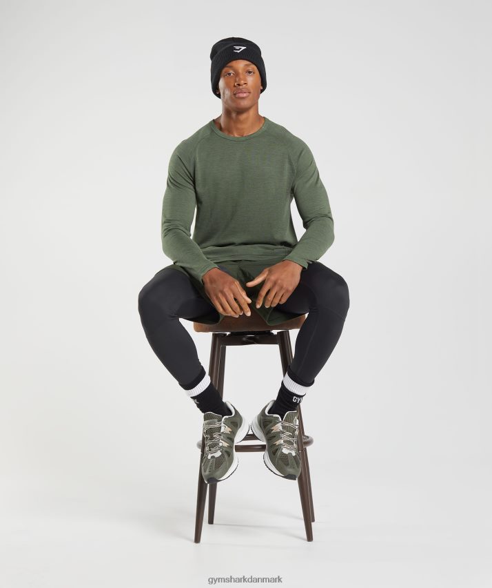 Mænd Gymshark gentag sømløs langærmet t-shirt N4ZDDN647 kerne oliven