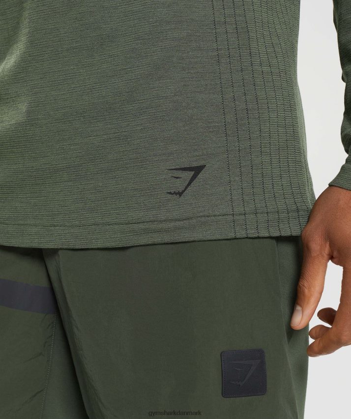 Mænd Gymshark gentag sømløs langærmet t-shirt N4ZDDN647 kerne oliven