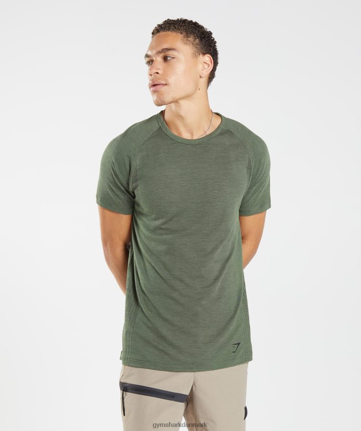 Mænd Gymshark gentag sømløs t-shirt N4ZDDN626 kerne oliven/sort mergel