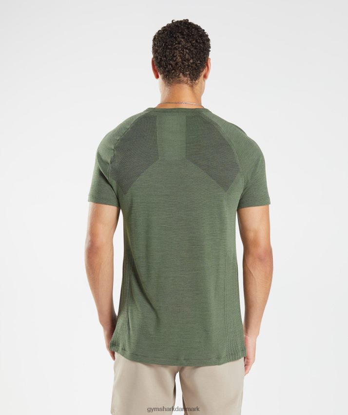 Mænd Gymshark gentag sømløs t-shirt N4ZDDN626 kerne oliven/sort mergel