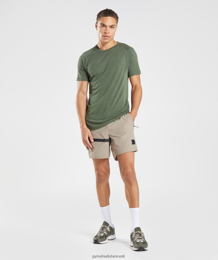 Mænd Gymshark gentag sømløs t-shirt N4ZDDN626 kerne oliven/sort mergel