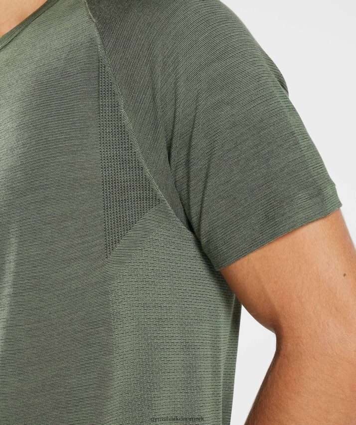 Mænd Gymshark gentag sømløs t-shirt N4ZDDN626 kerne oliven/sort mergel