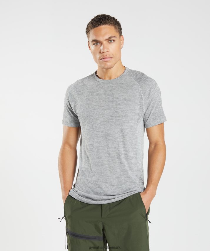 Mænd Gymshark gentag sømløs t-shirt N4ZDDN634 lys grå/sort mergel