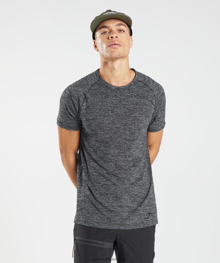 Mænd Gymshark gentag sømløs t-shirt N4ZDDN636 sort/hvid mergel