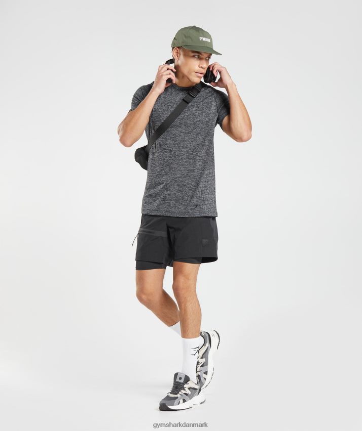 Mænd Gymshark gentag sømløs t-shirt N4ZDDN636 sort/hvid mergel