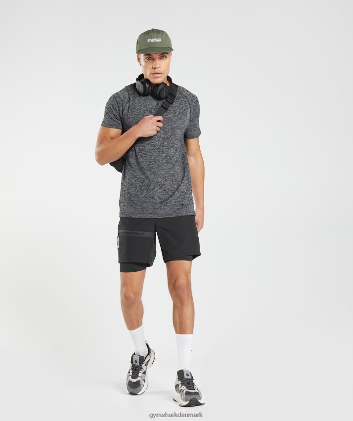 Mænd Gymshark gentag sømløs t-shirt N4ZDDN636 sort/hvid mergel