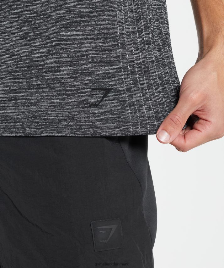Mænd Gymshark gentag sømløs t-shirt N4ZDDN636 sort/hvid mergel