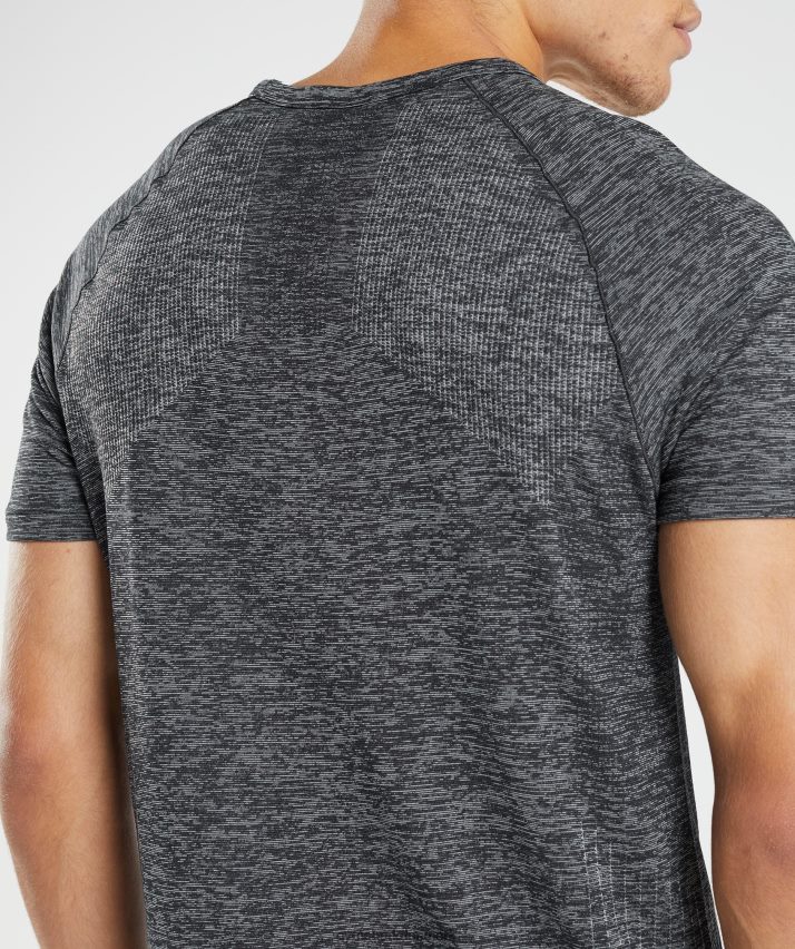Mænd Gymshark gentag sømløs t-shirt N4ZDDN636 sort/hvid mergel