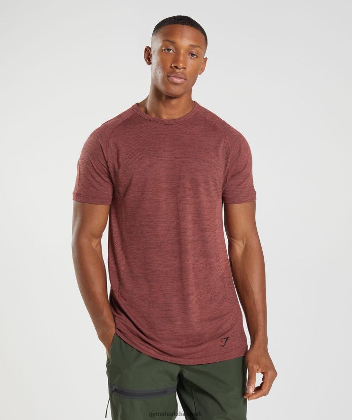 Mænd Gymshark gentag sømløs t-shirt N4ZDDN673 rosa brun/sort mergel