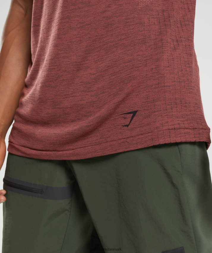 Mænd Gymshark gentag sømløs t-shirt N4ZDDN673 rosa brun/sort mergel
