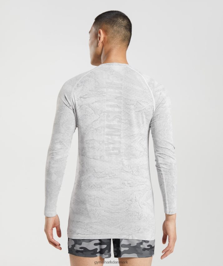 Mænd Gymshark geo sømløs langærmet t-shirt N4ZDDN596 off white/lysegrå