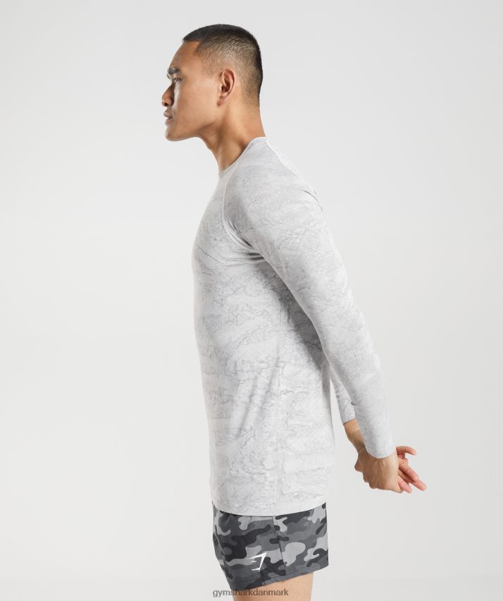 Mænd Gymshark geo sømløs langærmet t-shirt N4ZDDN596 off white/lysegrå