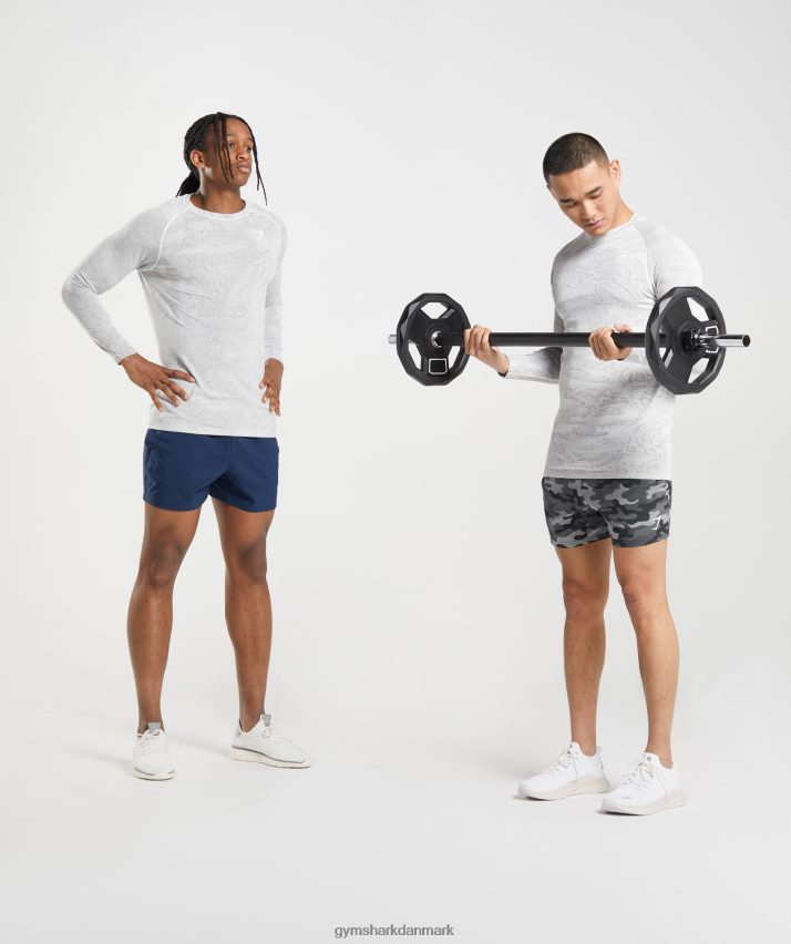 Mænd Gymshark geo sømløs langærmet t-shirt N4ZDDN596 off white/lysegrå