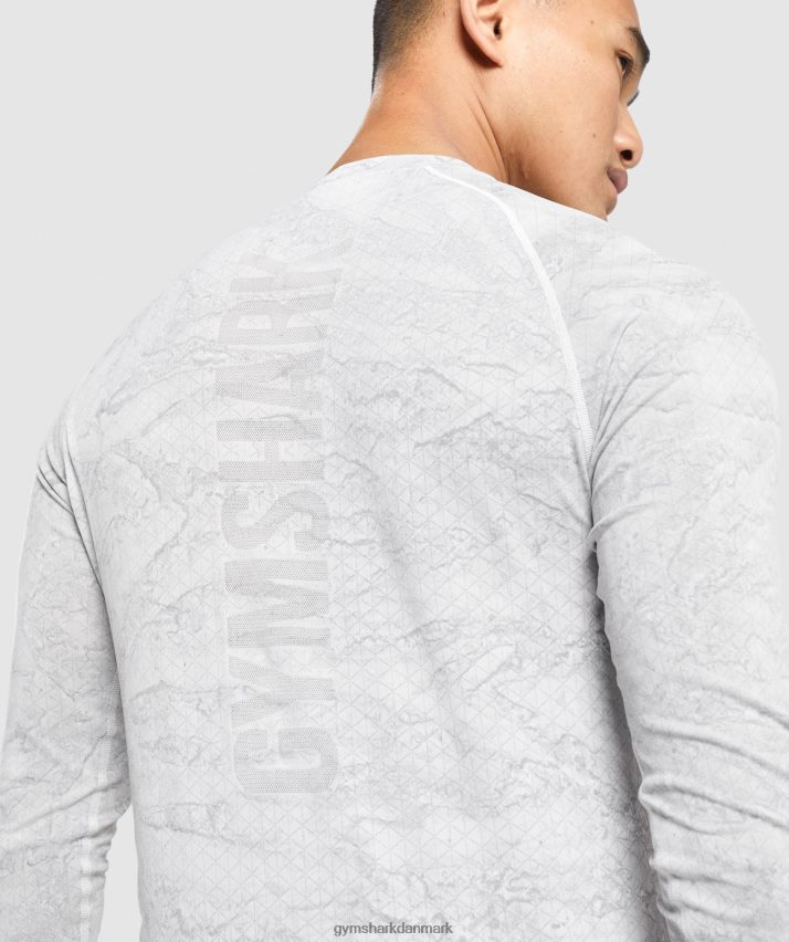 Mænd Gymshark geo sømløs langærmet t-shirt N4ZDDN596 off white/lysegrå