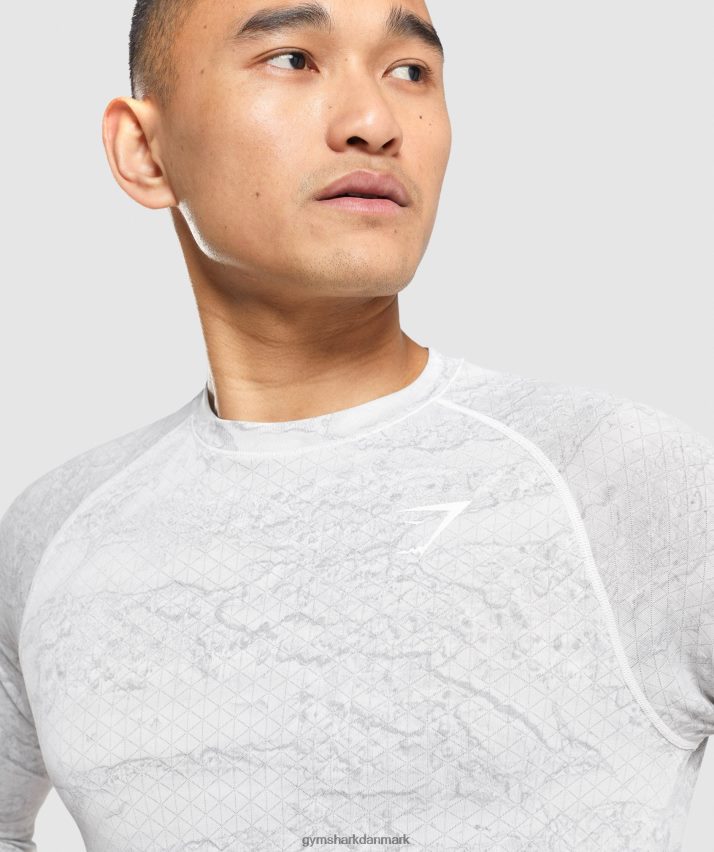 Mænd Gymshark geo sømløs langærmet t-shirt N4ZDDN596 off white/lysegrå