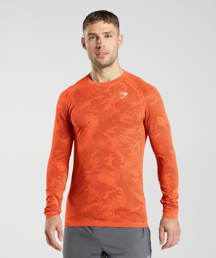Mænd Gymshark geo sømløs langærmet t-shirt N4ZDDN615 peberrød/salsarød
