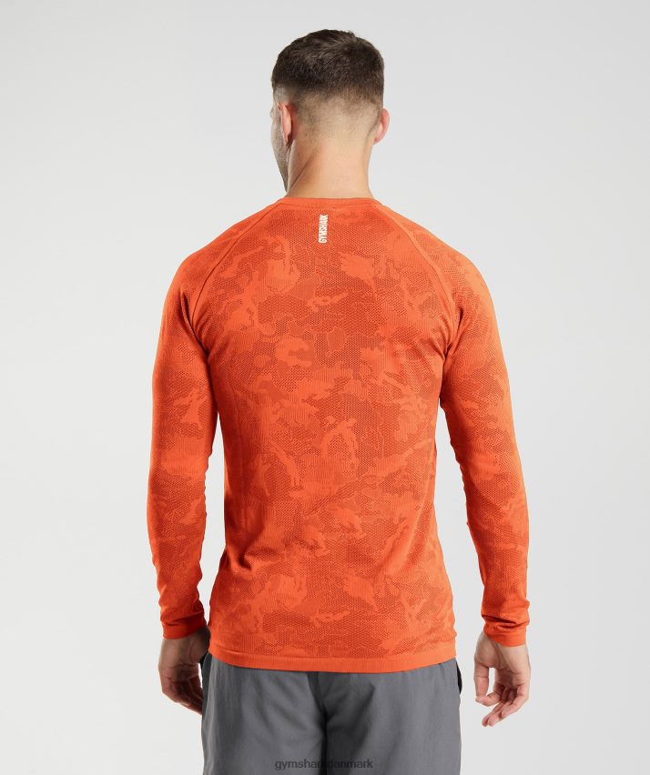 Mænd Gymshark geo sømløs langærmet t-shirt N4ZDDN615 peberrød/salsarød
