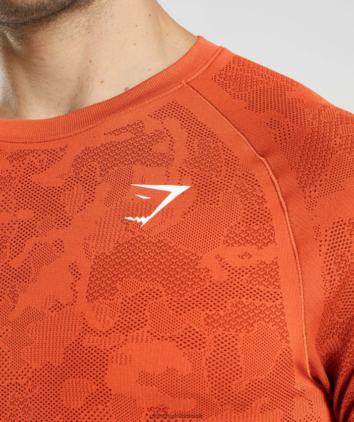 Mænd Gymshark geo sømløs langærmet t-shirt N4ZDDN615 peberrød/salsarød