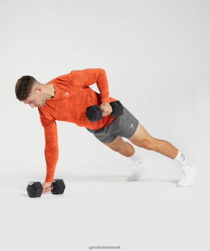 Mænd Gymshark geo sømløs langærmet t-shirt N4ZDDN615 peberrød/salsarød