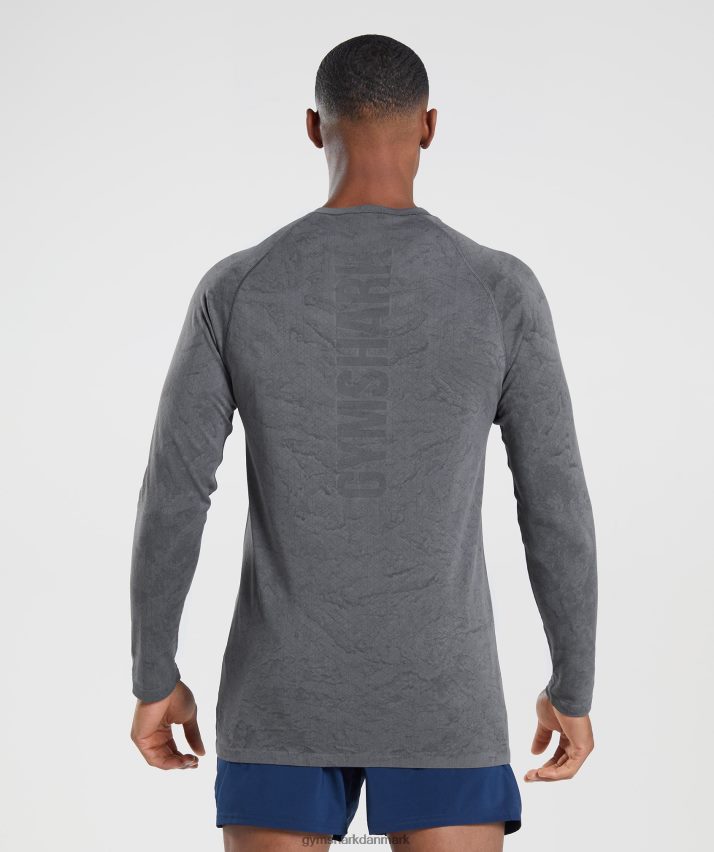 Mænd Gymshark geo sømløs langærmet t-shirt N4ZDDN628 koksgrå/sort