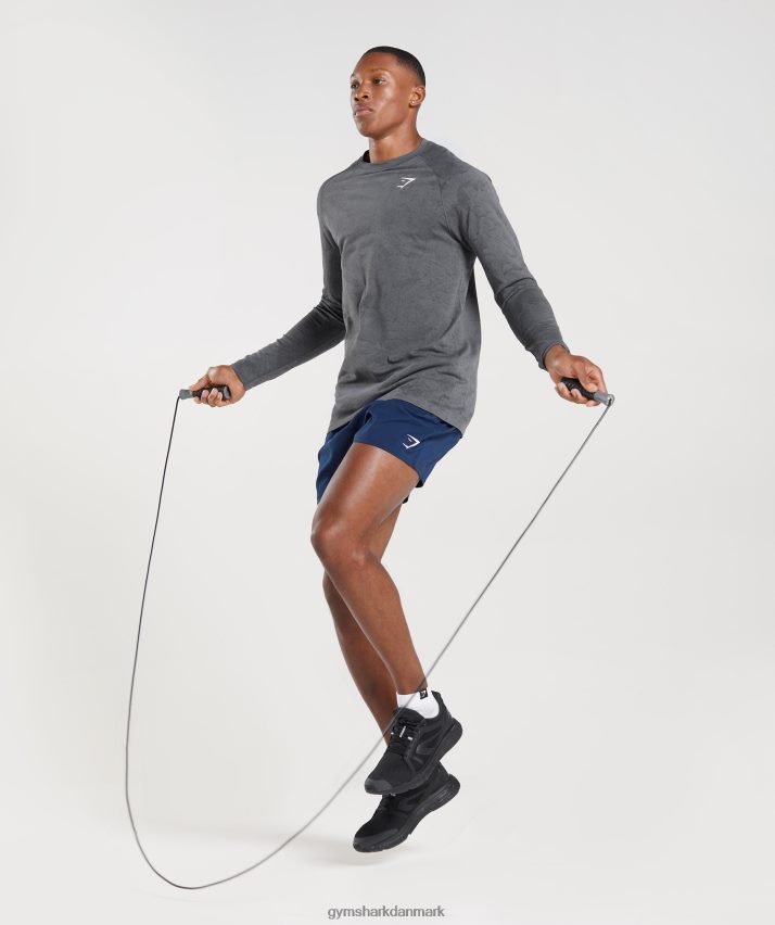Mænd Gymshark geo sømløs langærmet t-shirt N4ZDDN628 koksgrå/sort