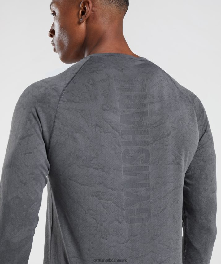 Mænd Gymshark geo sømløs langærmet t-shirt N4ZDDN628 koksgrå/sort