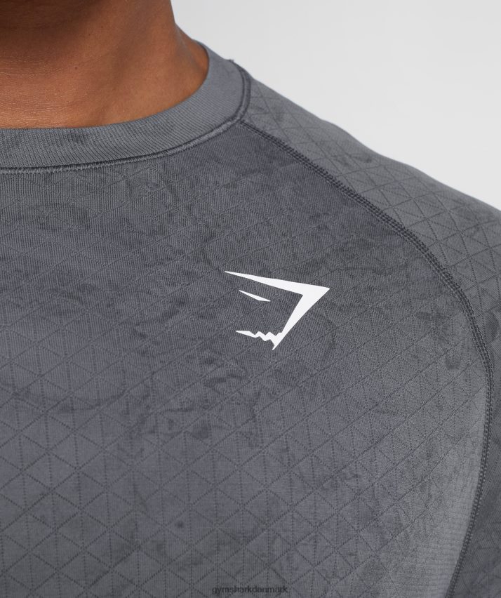 Mænd Gymshark geo sømløs langærmet t-shirt N4ZDDN628 koksgrå/sort
