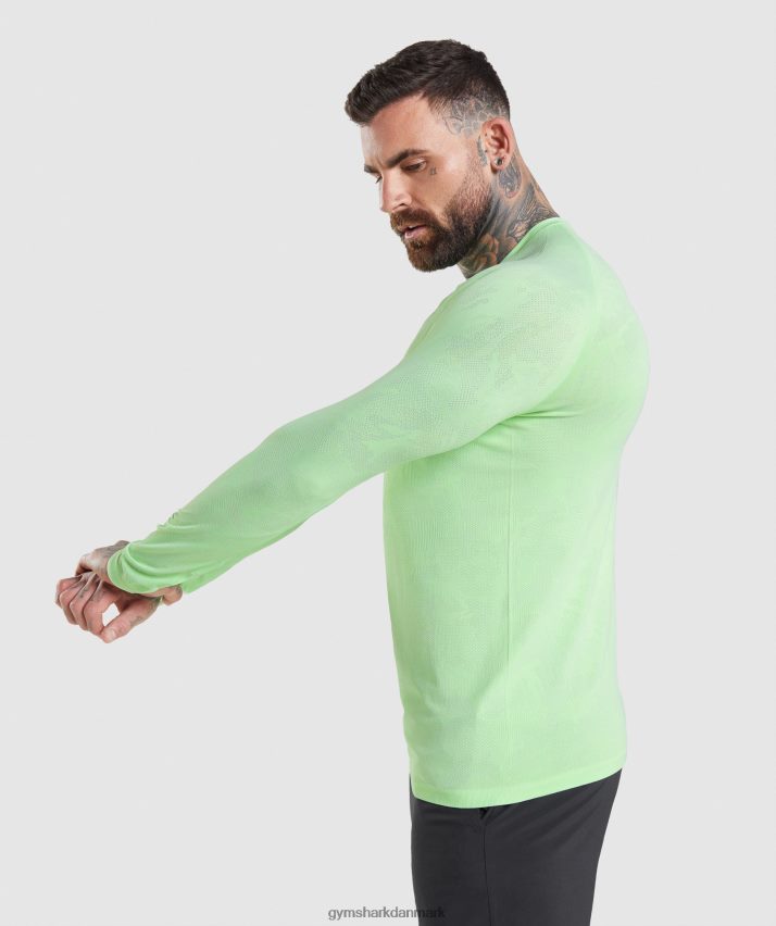 Mænd Gymshark geo sømløs langærmet t-shirt N4ZDDN663 bali grøn/hvid