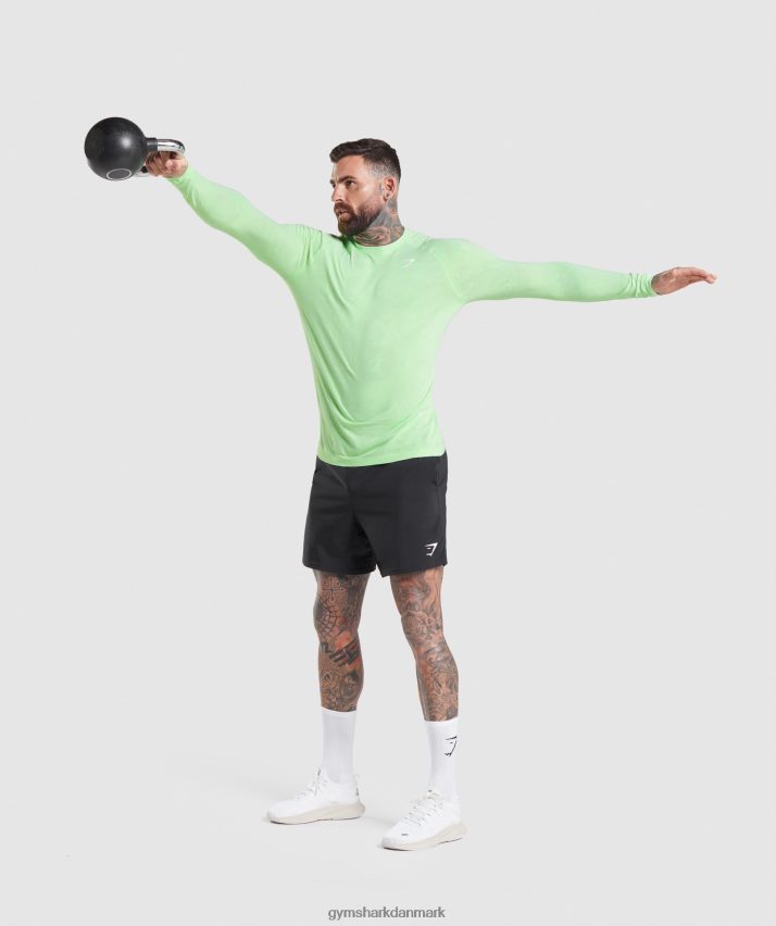 Mænd Gymshark geo sømløs langærmet t-shirt N4ZDDN663 bali grøn/hvid