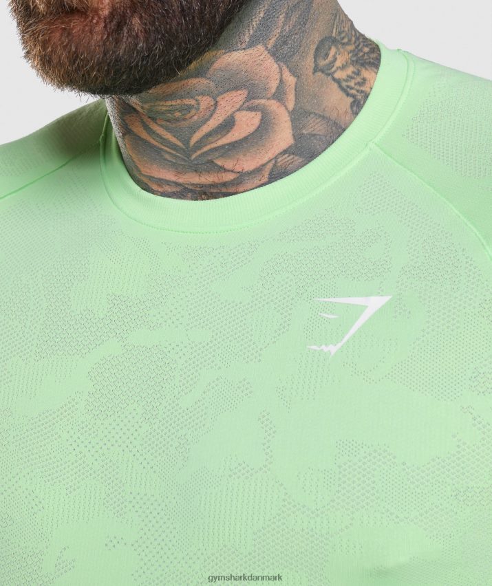 Mænd Gymshark geo sømløs langærmet t-shirt N4ZDDN663 bali grøn/hvid