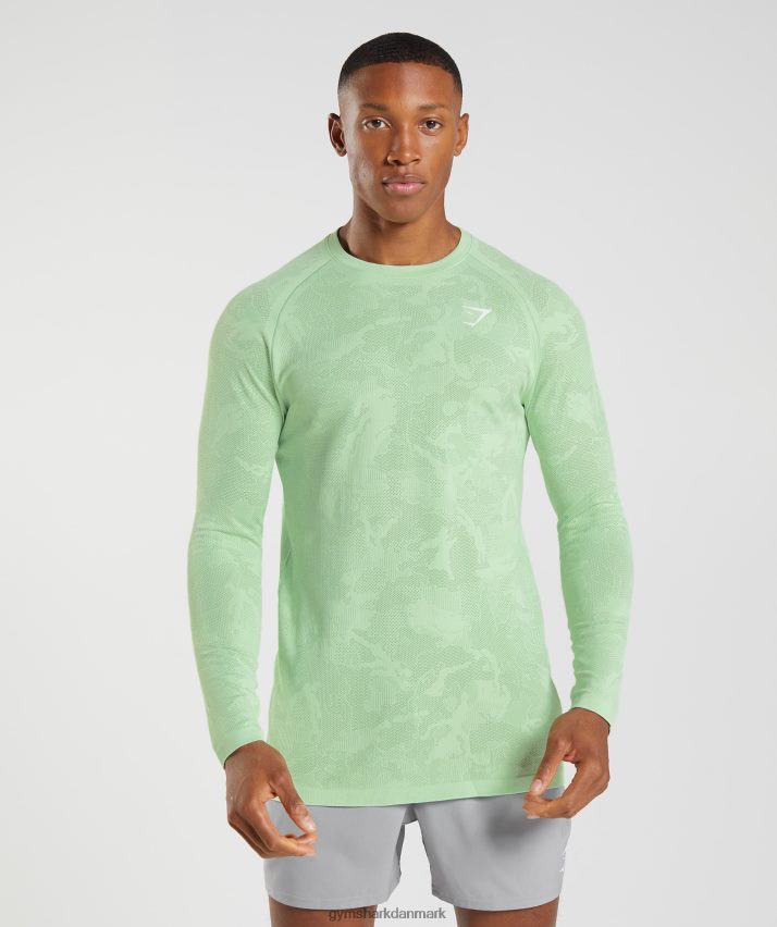 Mænd Gymshark geo sømløs langærmet t-shirt N4ZDDN685 aloe grøn/te grøn