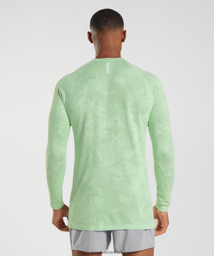 Mænd Gymshark geo sømløs langærmet t-shirt N4ZDDN685 aloe grøn/te grøn