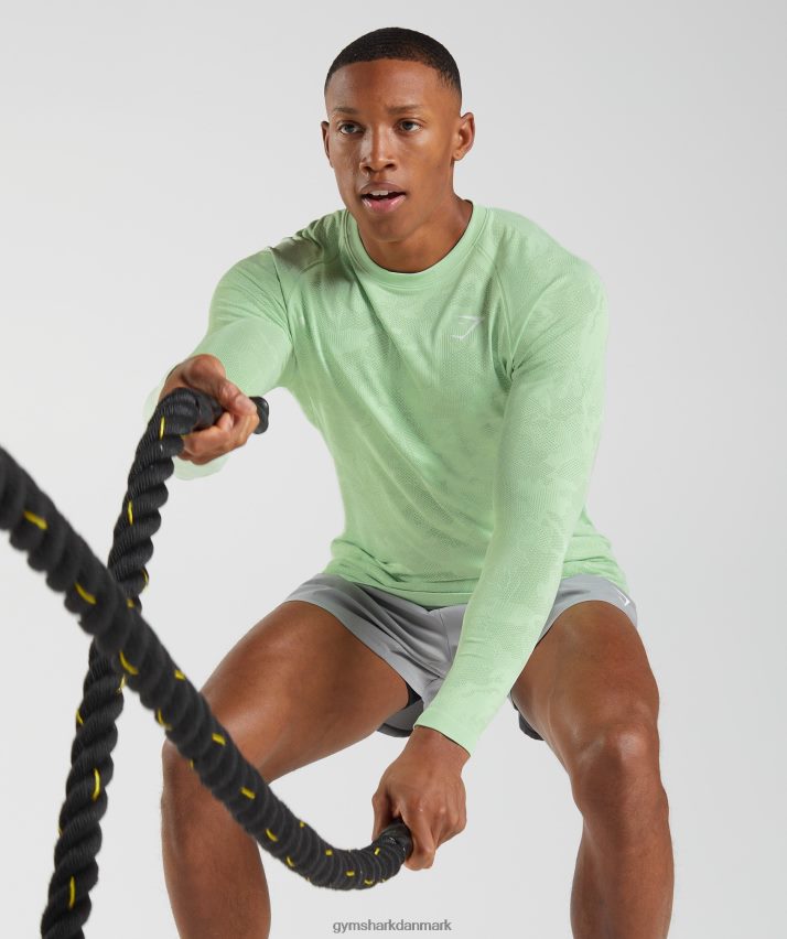 Mænd Gymshark geo sømløs langærmet t-shirt N4ZDDN685 aloe grøn/te grøn
