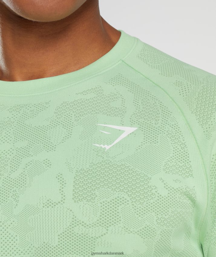 Mænd Gymshark geo sømløs langærmet t-shirt N4ZDDN685 aloe grøn/te grøn