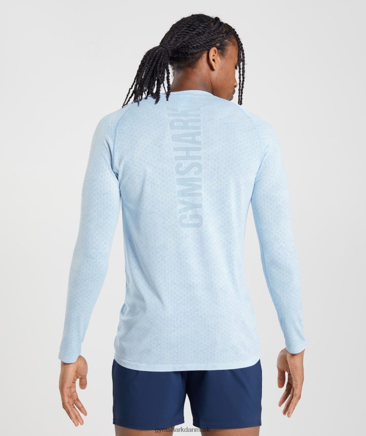 Mænd Gymshark geo sømløs langærmet t-shirt N4ZDDN711 hvid/månestensblå