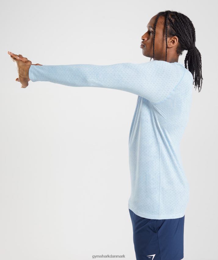 Mænd Gymshark geo sømløs langærmet t-shirt N4ZDDN711 hvid/månestensblå