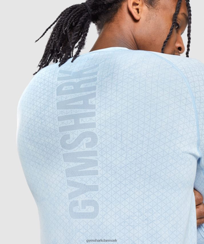 Mænd Gymshark geo sømløs langærmet t-shirt N4ZDDN711 hvid/månestensblå