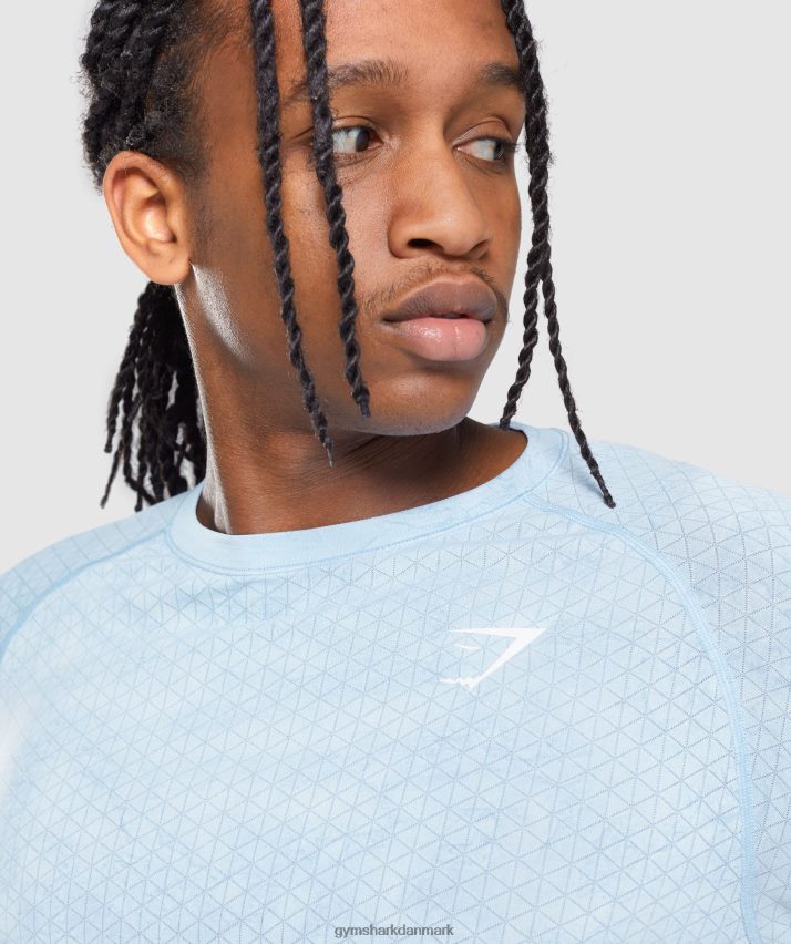 Mænd Gymshark geo sømløs langærmet t-shirt N4ZDDN711 hvid/månestensblå