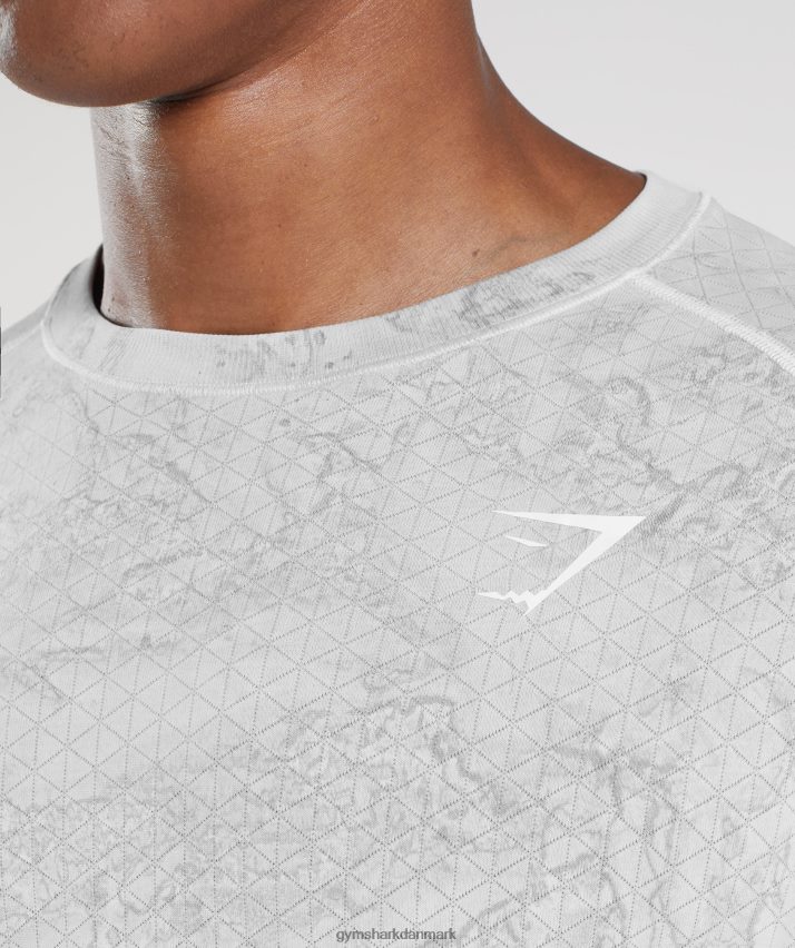 Mænd Gymshark geo sømløs langærmet t-shirt N4ZDDN734 hvid/lys grå