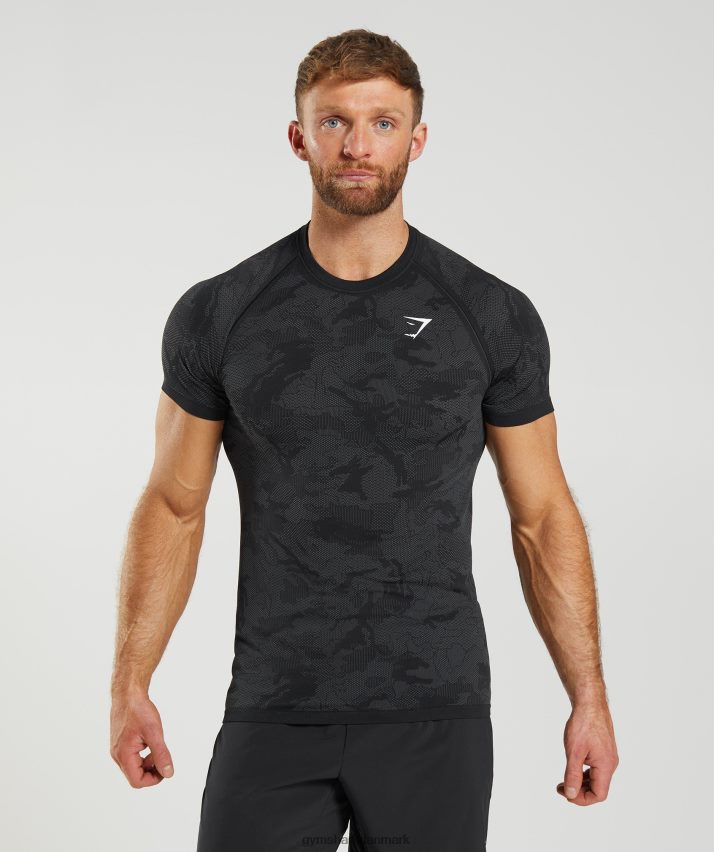 Mænd Gymshark geo sømløs t-shirt N4ZDDN575 sort/koksgrå