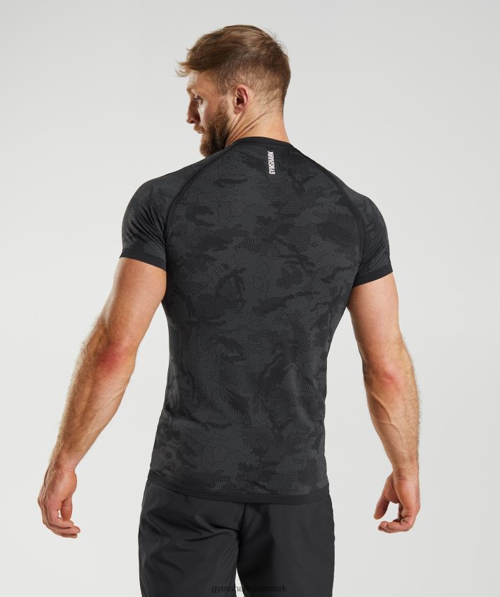 Mænd Gymshark geo sømløs t-shirt N4ZDDN575 sort/koksgrå