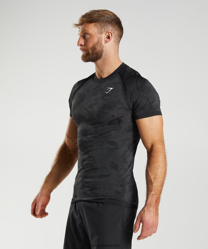 Mænd Gymshark geo sømløs t-shirt N4ZDDN575 sort/koksgrå